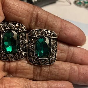 Vintage-Inspired Green Gemstone Earrings